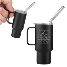 2 oz Mini Stainless Steel Tumbler With Straw