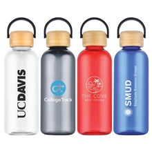 Traveler 21 oz rPET Plastic Bottle w / Bamboo Lid