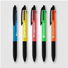 Malta Recycled Plastic 3- in -1 Stylus Neon Grip Multi - Ink Pen
