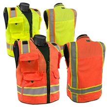 Class 2 Premium Tech Series Surveyor Solid Front Mesh Back Safety Vest