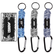 Carabiner Box Knot Braided Key Chain with Keyring and Metal Plate
