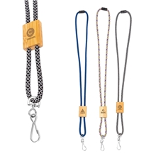 Braided Rope Lanyard with Bamboo Adjuster J - Hook Clip