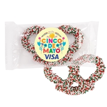 Milk Chocolate 3 Ring Pretzels - Red, White Green