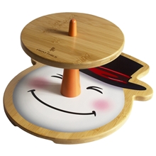 Snowman Bamboo 2- Tiered Serving Stand