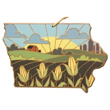 Iowa State Shaped Serving and Cutting Board with Artwork by Summer Stokes