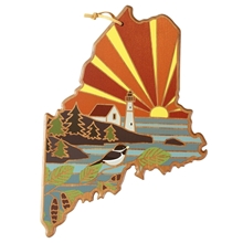 Maine State Shaped Serving and Cutting Board with Artwork by Summer Stokes