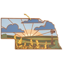 Nebraska State Shaped Serving and Cutting Board with Artwork by Summer Stokes