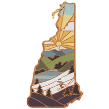 New Hampshire State Shaped Serving and Cutting Board with Artwork by Summer Stokes