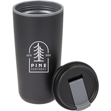 Cooper 16 oz Recycled Double Wall Plastic Tumbler with Hinging Flap Lid