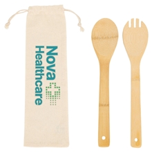 Bamboo Salad Utensils with Cotton Pouch