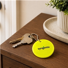 Reflective Round Key Tag with Ball Chain