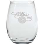 9 oz Stemless White Wine - Deep Etched