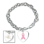 Awareness Heart Tag Charm Bracelet Pink Ribbon Cause