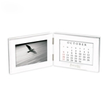 Silvertone Aluminum Folding Perpetual Calendar Photo Frame 4" x 6"
