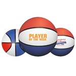 7" Mid-Size Red/White/Blue Rubber Basketball