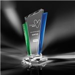 Clearaward Optical Crystal Blue Green Radiant Achievement Award 10 in