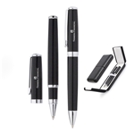 Lux Ballpoint & Rollerball Pen Set w/ Faux Lizard Case Comfort Executive