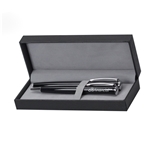 Sonoma Ballpoint & Rollerball Pen Set in Black Lacquer Hinged Gift Box