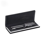Velvet Interior Diplomat Gift Set Ballpoint & Rollerball Pens Black Lacquer Hinged Box