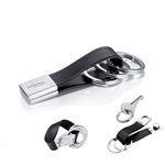 Troika Twister Black Twist Open Valet Keychain Leather Chrome-Plated Nickel Trim