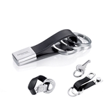 Troika Twister Black Twist Open Valet Keychain Leather Chrome-Plated Nickel Trim