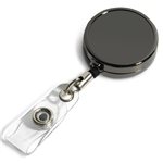 "DUBLIN GUNMENTAL LZ" 30" Cord Gunmetal Colored Solid Metal Retractable Badge Reel and Badge Holder with Laser Imprint