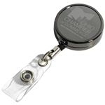 "DUBLIN GUNMENTAL LZ" 30" Cord Gunmetal Colored Solid Metal Retractable Badge Reel and Badge Holder with Laser Imprint