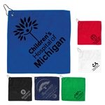 "THE WEDGE" 300GSM Heavy Duty Microfiber Golf Towel with Metal Grommet and Clip 12" x 12"
