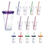 Clear Tumbler with Colored Lid - 18 oz