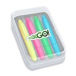 Mini Brite Spots® Highlighters in Clear Plastic Box - Full Color Decal - 4 ct