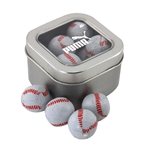 Window Tin with Chocolate Baseballs