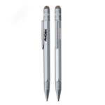 MoMA Twist-Action Silver Ballpoint Pen and Touchscreen Stylus