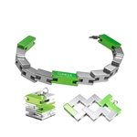 PlayableART Metal Bracelet Cube Silver Green Art Puzzle