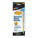 Set of 20 #2 HB Yellow Pencils With Pink Eraser