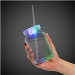 Multi Color LED 20 oz Mason Jar with Straw