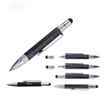 Troika Black Aluminum/Steel Mini Pen Tool with Ruler, Screwdrivers, Stylus