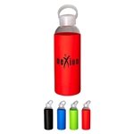 18 oz Glass Bottle with Color Silicone Sleeve
