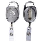 "PATASKALA" 30" Cord Shiny Chrome Finish Solid Metal Retractable Badge Reel and Badge Holder with Laser Imprint (Patent D539, 122)