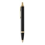 Parker IM Retractable Ballpoint Pen, Deep Black Lacquer w/ Gold Trim, Medium Point, Black Ink