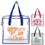 12"W x 12"H x 6"Gusset – “ARETE" Clear Vinyl Stadium Compliant Tote Bag with Zipper