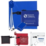 "TECHMESH JUMBO" Tech Home and Travel Kit with Microfiber Cleaning Cloth, USB Wall Charger in Mesh Zipper Kit