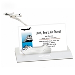 Travel Business Card Holder In Aluminum W/ Molded Cruise Ship And Airplane