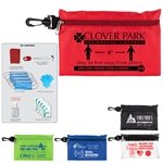 "JUPITER" 12 Piece First Aid Protection Pack in Zipper Pouch with Carabiner