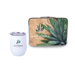 Retro Lunchbox + Single 12 oz Rubberized Finish Stemless Wine Glass In Vacuum Formed Insert