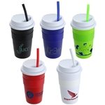 Bistro 14 oz Coffee Cup with Silicone Sleeve + Straw