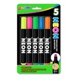 Set of 5 Neon Broadline Watercolor Markers - USA Made