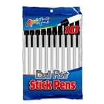 Pack of 10 Stick Pens, Medium Point - Black