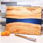 Olive Wood & Blue Resin Serving Cutting Board
