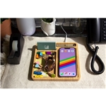 Bamboo Desk Organizer with 5W Wireless Charger