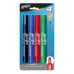 Set of 4 Permanent Markers Chisel Tip - Assorted Colors - USA Made
